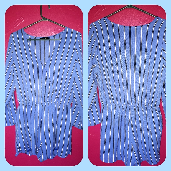 Roxy Pants - 💚 NEW Junior L Blue Pinstriped Romper